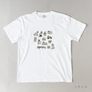 T -shirt (sketch cat and other Leaves Series / Acid Blue)