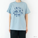Tシャツ(スケッチねこたちLeaves series・アシッドブルー)