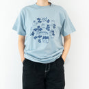 Tシャツ(スケッチねこたちLeaves series・アシッドブルー)
