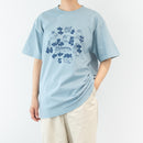 Tシャツ(スケッチねこたちLeaves series・アシッドブルー)
