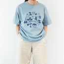 Tシャツ(スケッチねこたちLeaves series・アシッドブルー)