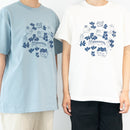 Tシャツ(スケッチねこたちLeaves series・アシッドブルー)