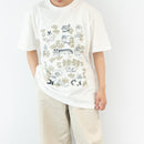 T -shirt (sketch cat and other Leaves Series2, vanilla white)