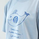 T -shirt (sketch cat and other Leaves Series / Acid Blue)