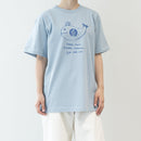 T -shirt (sketch cat and other Leaves Series / Acid Blue)