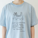 T -shirt (sketch cat and other Leaves Series / Acid Blue)