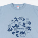 Tシャツ(スケッチねこたちLeaves series・アシッドブルー)