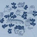 Tシャツ(スケッチねこたちLeaves series・アシッドブルー)
