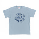 Tシャツ(スケッチねこたちLeaves series・アシッドブルー)