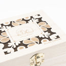 Wooden box mug (Leaves Series sketch cat, white)