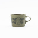 Wooden box mug (Leaves Series sketch cat, green)