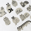 T -shirt (sketch cat and other Leaves Series / Acid Blue)