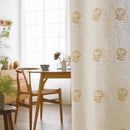 Embroidery curtain (lion, yellow, hemp mixed)