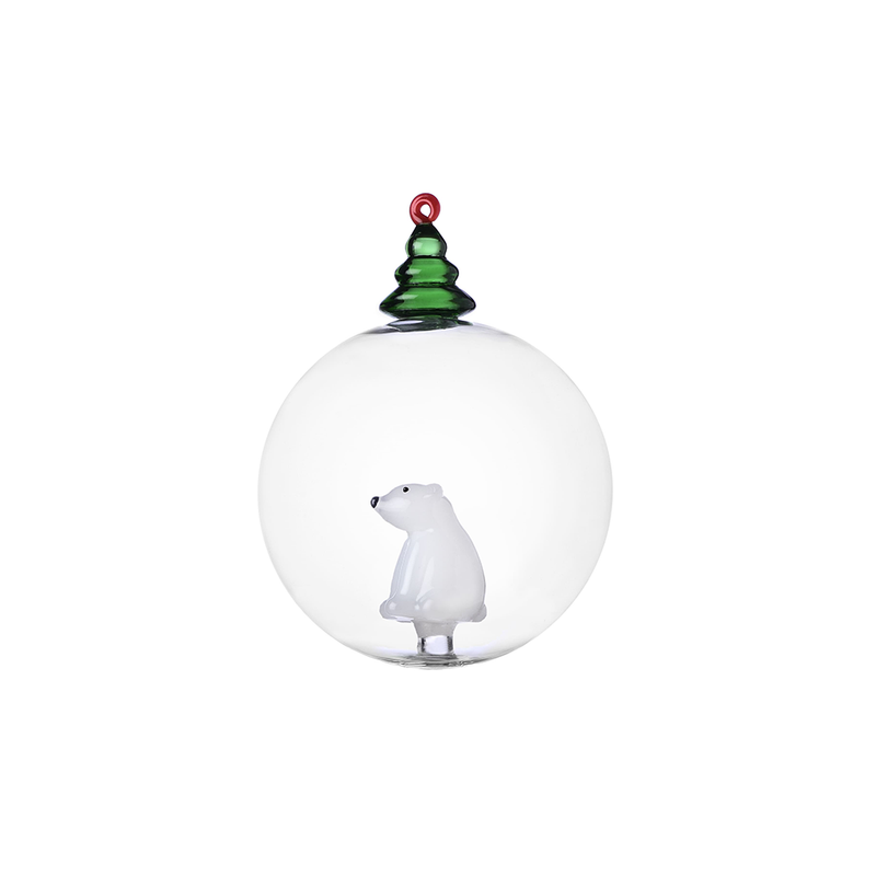 Christmas ball of shirokuma and green tree