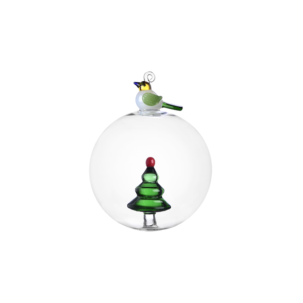 コマドリとツリーのクリスマスボール
