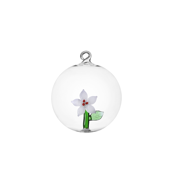 ポインセチアのクリスマスボール(ホワイト)