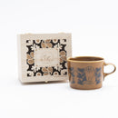 Wooden box mug (Leaves Series sketch cat, brown)