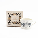 Wooden box mug (Leaves Series sketch cat, white)