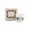 Wooden box mug (Leaves Series sketch cat, white)