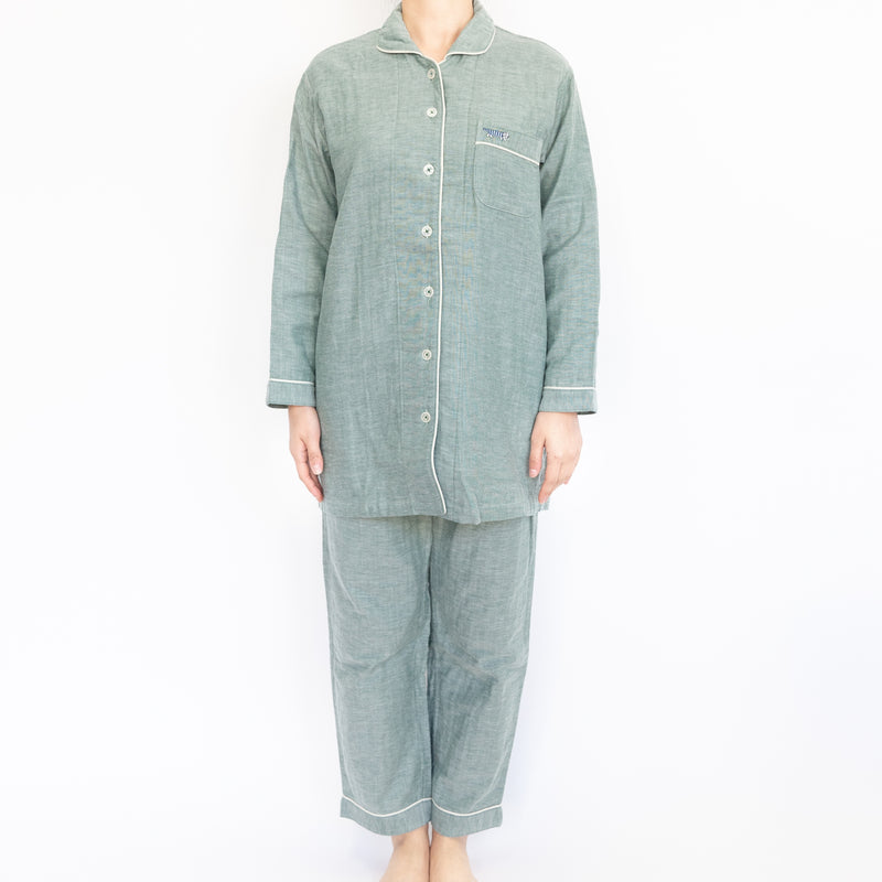 Stretch cloud gauze sweet twist triple gauze tunic shirt pajamas (green)