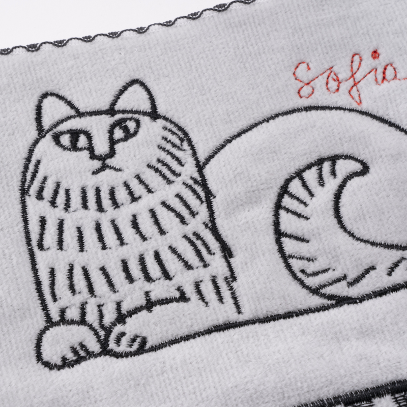 Mini towel (sketch cats, embroidery)