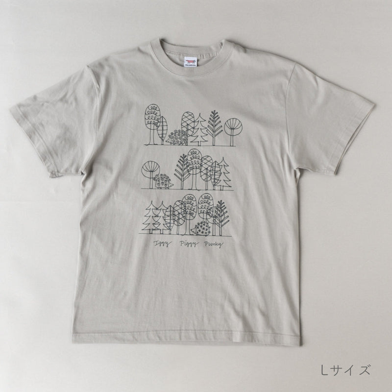 T -shirt (sketch cat and other Leaves Series / Acid Blue)