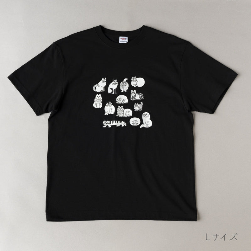 Tシャツ（スケッチねこたち・ブラック）