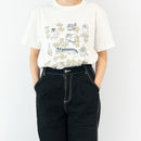 T襯衫（素描貓和其他葉子系列2，香草白色）