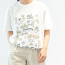 T襯衫（素描貓和其他葉子系列2，香草白色）