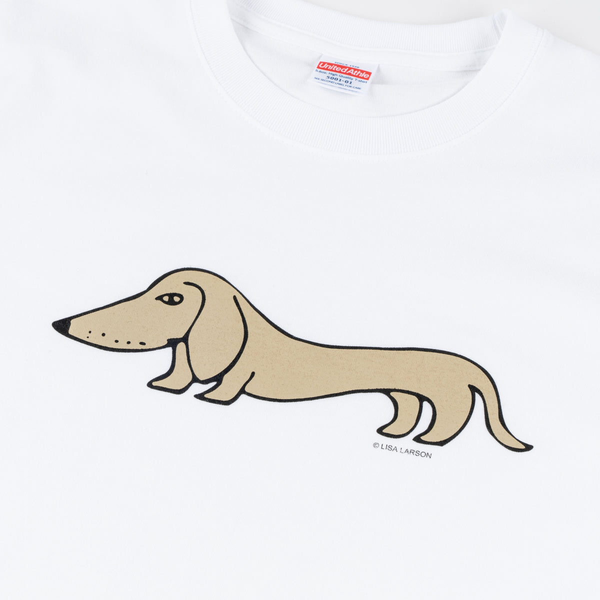 Markgong ダックスフントイラスト Tシャツ グレー 新品 犬と骨【ダックスフンド】5.6オンス 綿Tシャツ ミックスグレー
