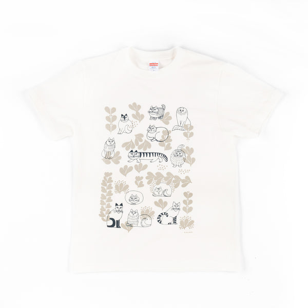 T襯衫（素描貓和其他葉子系列2，香草白色）