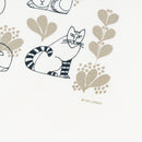 T襯衫（素描貓和其他葉子系列2，香草白色）