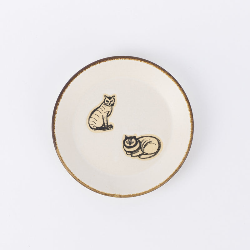 カップ＆プレート（Found Cats Series・白・益子焼）