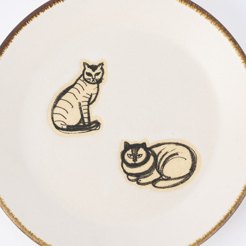 カップ＆プレート（Found Cats Series・白・益子焼）