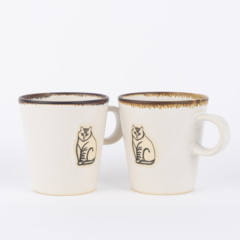カップ＆プレート（Found Cats Series・白・益子焼）