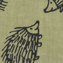 捺染てぬぐい（ハリネズミ三兄弟・緑）