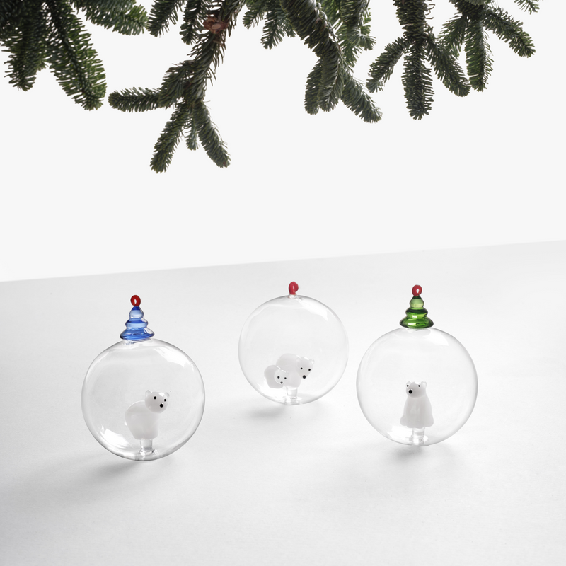 Christmas ball of shirokuma and green tree