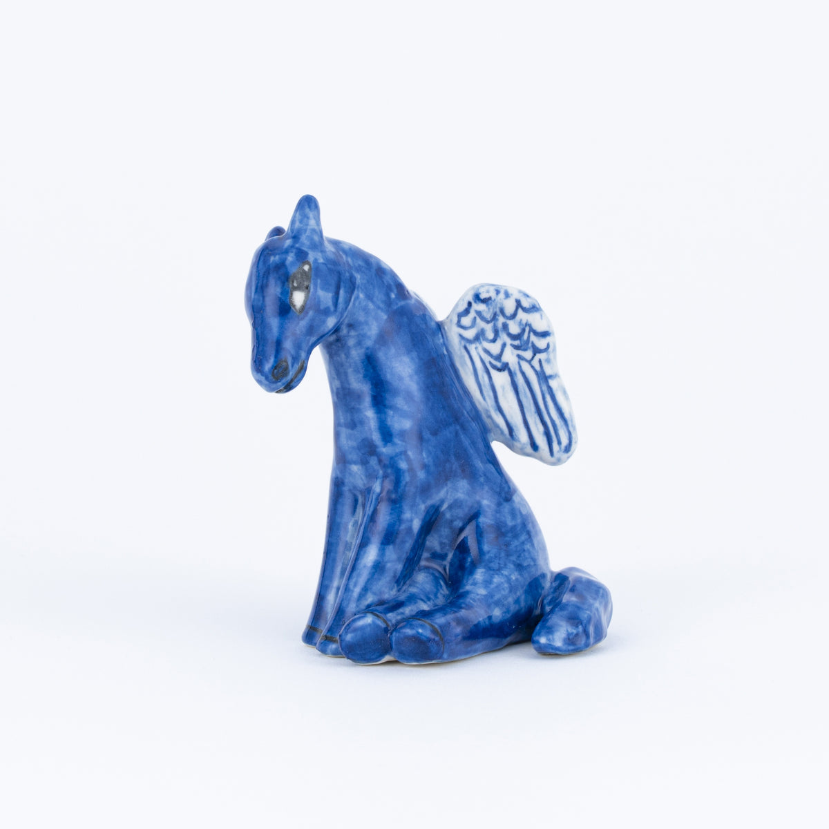 天然石ブルーカルサイトの馬　置物　ご購入前に在庫確認w.109 あおい天使のうま（Blue angel horse）