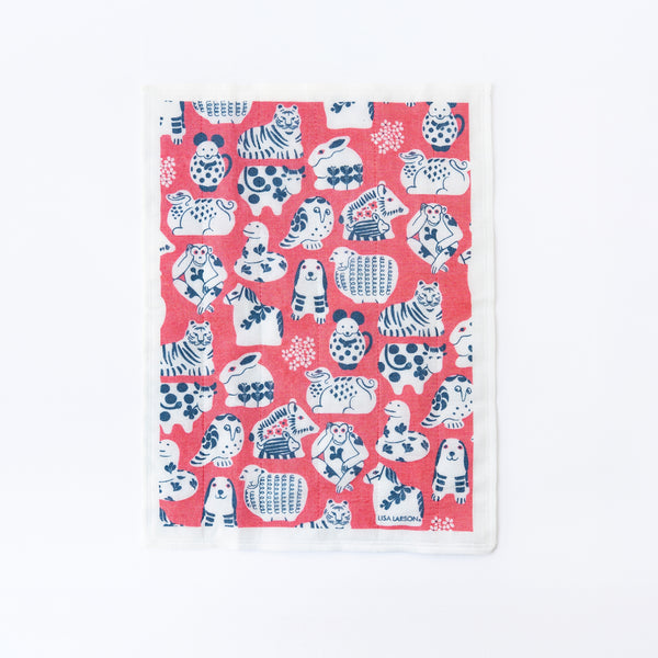 蚊帳生地ふきん（干支づくし・桃色）