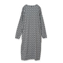 【mucava】キシリトール長袖Tワンピース（総柄・ブラック）