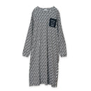 【mucava】キシリトール長袖Tワンピース（総柄・ブラック）