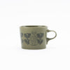 Wooden box mug (Leaves Series sketch cat, green)