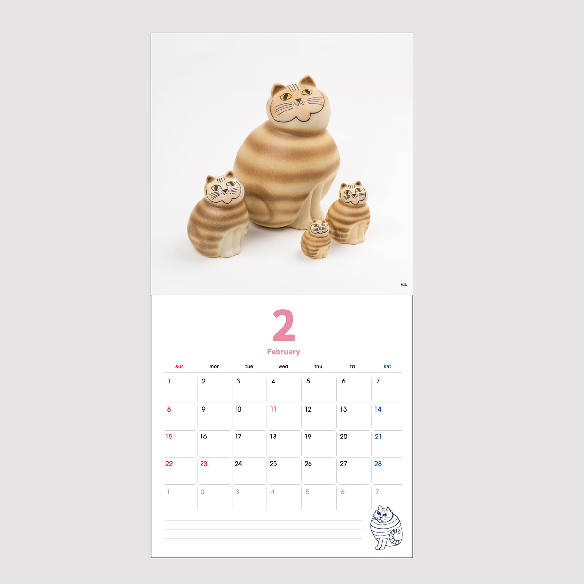 壁掛けカレンダー2026（リサ・ラーソン セラミックワークス）