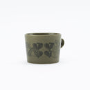 Wooden box mug (Leaves Series sketch cat, green)