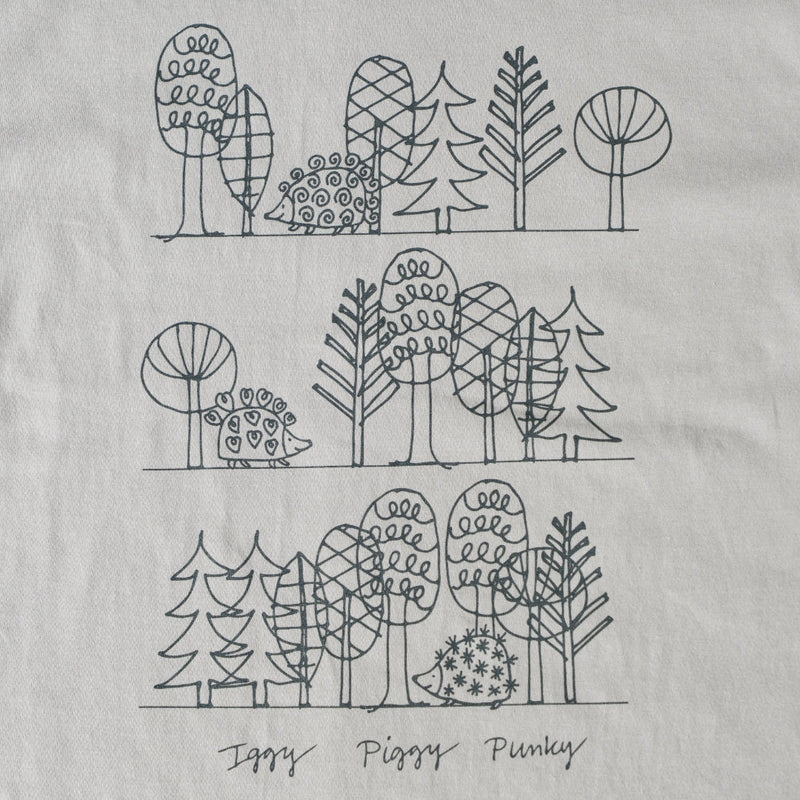 T -shirt (sketch cat and other Leaves Series / Acid Blue)