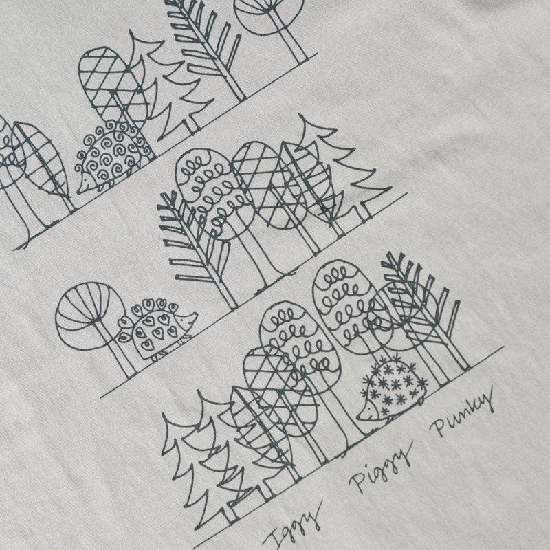 T -shirt (sketch cat and other Leaves Series / Acid Blue)