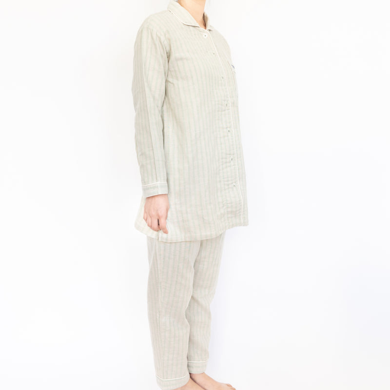 ストレッチ雲ごこちガーゼ 甘撚り3重ガーゼ チュニックシャツパジャマ（モスグリーン）