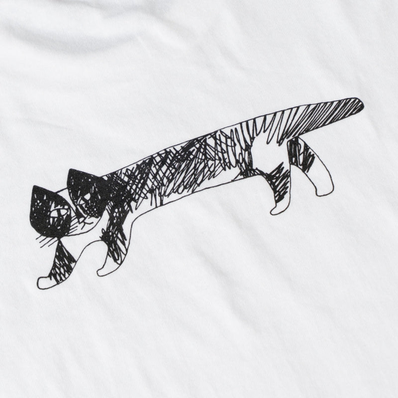 T -shirt (sketch cat and other Leaves Series / Acid Blue)