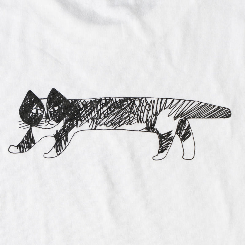 T -shirt (sketch cat and other Leaves Series / Acid Blue)