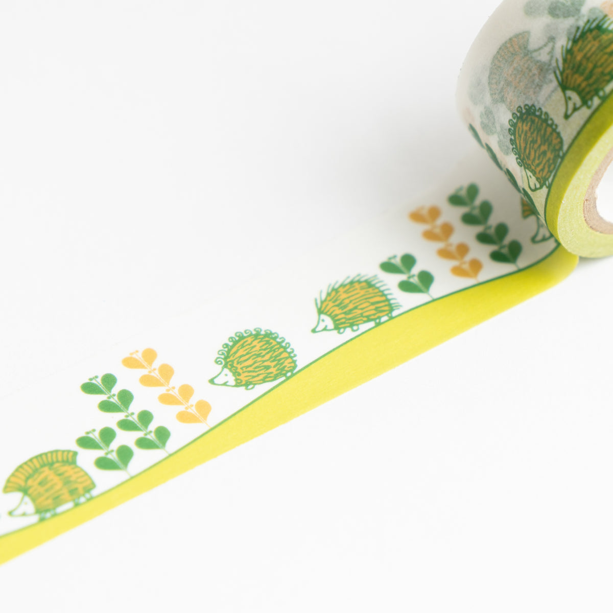 マスキングテープ（25mm・出会いのハリネズミ 野原）